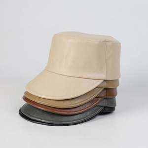 Nuevo Sombrero de Piel Sintética para Mujer, Estilo Casual, Color Sólido, Plegable, Tipo Gorra de Béisbol, para Otoño e Invierno - Product Image 1