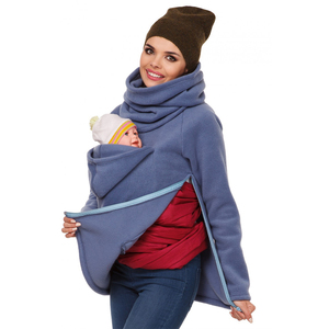 Sweat-shirt de maternité 3 en 1 pour femme avec porte-bébé amovible, poche kangourou, fermeture éclair, polaire, vêtement d'extérieur pour l'hiver - Product Image 6
