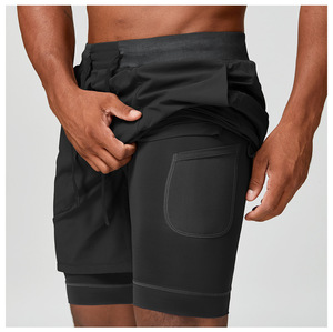 Pantalones Cortos Deportivos de Algodón Sólido para Hombre, Alta Elasticidad, 2 en 1, Cintura con Cordón, Ligeros, Bolsillos Laterales, para Tenis, Pickleball, Pádel - Product Image 4