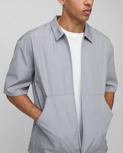 <b>Men's</b> Customized Color Polyester Tracksuit Set Casual <b>Summer</b> Two-Piece Zipper <b>Jacket</b> Shorts Breathable Woven Solid Color - Product Image 6