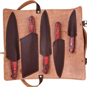Couteau de cuisine et couteau d'extérieur faits à la main en acier Damas avec manche en bois - Product Image 6