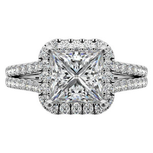 Elegante Anillo de Diamantes de Oro de 18k, Anillo de Compromiso con Diamante Cultivado en Laboratorio, Corte Princesa, Halo Dividido, para Mujer, para Usar en Ocasiones Especiales - Product Image 4