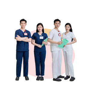 Venta al por mayor ropa uniformes conjuntos Hospital estiramiento médico batas médicos bata blanca enfermería Top manga corta-OEM/ODM-bajo MOQ - Product Image 1