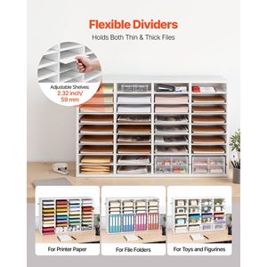 Organizzatore da Ufficio in Legno a 36 Scomparti con Cassettiera e Piano d'Appoggio Rimovibile in Truciolato - Product Image 3