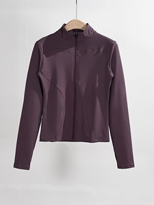 Women's Seamless Yoga <b>Jacket</b> Tops Gym Fitness <b>Workout</b> Sports Shirts Skinny Midweight Spandex/Nylon Elastic Waist Long Sleeve - Product Image 4