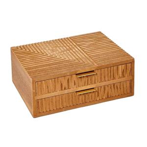Caja organizadora de joyas de madera con dos cajones, cofre de almacenamiento rústico hecho a mano, estuche de recuerdo decorativo, regalo de madera multiusos - Product Image 1