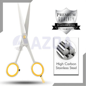 Ciseaux de coiffure en acier inoxydable avec anneau jaune pour le doigt et étui en cuir, outil professionnel de salon de coiffure - Product Image 3