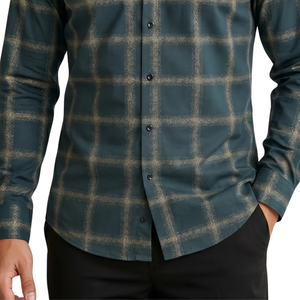 Teal <b>Blue</b> Plaid Men <b>Flannel</b> <b>Shirt</b> Long Sleeve Button Down Checkered Casual <b>Shirt</b> Soft Brushed Fabric Everyday Streetwear Wholesa - Product Image 6