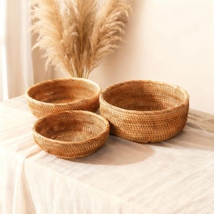 Natural Handwoven Rattan Eco-Friendly Vintage Multifunction <b>Storage</b> <b>Basket</b> Organizer for Kitchen - Product Image 1