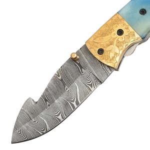 Couteau de poche pliant artisanal en acier Damas de haute qualité, personnalisable, manche en bois couleur OEM, multifonctionnel, qualité industrielle - Product Image 4