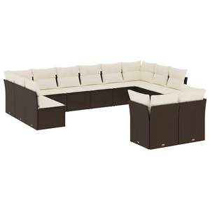 Conjunto de Sofás Modulares Grandes de Ratán Sintético Marrón para Jardín - Product Image 2