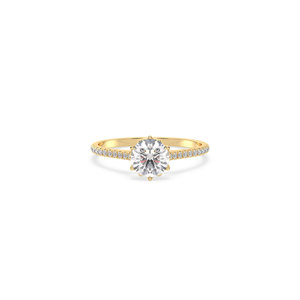 Anillos de compromiso REYES de oro macizo de 14 quilates con diamante cultivado en laboratorio de corte redondo de 1.11 quilates para mujer, joyería fina con certificación IGI, gran éxito de ventas. - Product Image 2