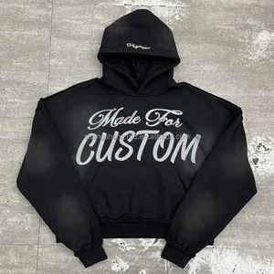 Hoodies courts personnalisés OEM en coton French Terry épais, coupe ample, impression DTG, délavés à l'acide, effet soleil, broderie, coutures inversées - Product Image 2