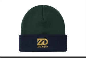 Premium Embroidered Cuff <b>Beanie</b> | Custom Logo Winter Knit Cap Men Women Luxury Casual 100% <b>Wool</b> Two-Tone Ribbed <b>Beanie</b> - Product Image 4