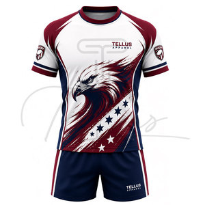 Wholesale New Stitched <b>Men</b> Sublimated Rugby Uniform Printed Design Jersey With Shorts Professional Top Quality Rugby Uniform - Product Image 1