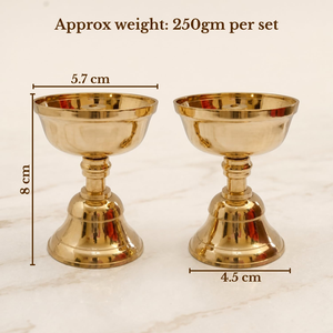 Bhimonee Decor Support Pyali Akhand Jyothi en Laiton Pur, Lampe à Huile Traditionnelle Nanda Table Diya pour Puja Mandir et Temple Domestique - Product Image 3