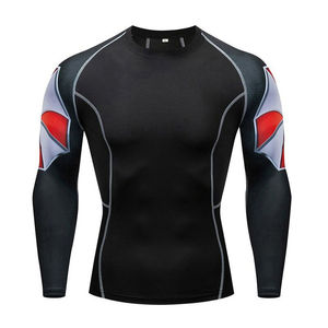 <b>Men's</b> Short Sleeve Anti-UV Rash Guard Sublimation Printed Black Red Quick Dry <b>Compression</b> <b>Shirt</b> MMA BJJ Workout Top - Product Image 4