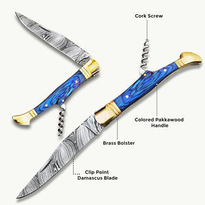 Couteau pliant artisanal en acier Damas, outil de camping, couteau de poche Damas avec verrouillage, couteau utilitaire d'extérieur - Product Image 4