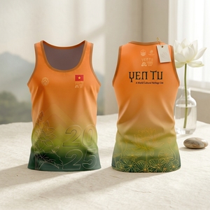 เสื้อวิ่งสั่งทำจำนวนมาก เสื้อวิ่งสั่งทำขายส่ง ผ้าฝ้าย 95% สแปนเด็กซ์ 5% ผู้ผลิตชุดกีฬาเวียดนาม - Product Image 1