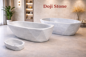 Freestanding Modern Oval/Rectangle Solid Stone Bathtub-Smooth Matte Soaking Tub for Bathrooms - Product Image 3