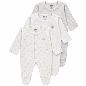 Conjunto de 3 Mamelucos Unisex para Bebé, de Algodón, con Estampado de Osos y Estrellas, para 3-6 Meses - Product Image 1