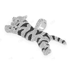 Colgante de Tigre Hip Hop Iced Out, Plata y Oro 10K 14K, con Diamantes CZ, Tigre Saltando, Joyería de Cadena de Declaración Estilo Rapper - Product Image 5