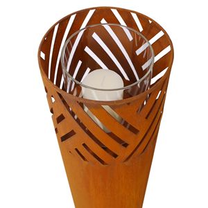 Set of 2 Rust Industrial Design Lantern Columns Outdoor and Indoor Decorative <b>Pillar</b> <b>Lights</b> for Garden Includes Lanterns - Product Image 2