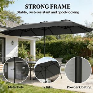 Parasol de terrasse gris foncé sans base, parasols et bases pour patio - Product Image 3