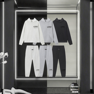 Conjunto de Sudadera con Capucha y Pantalones Deportivos para Hombre, Otoño Invierno, Corte Holgado, Estilo Urbano, con Bolsillos, 100% Algodón - Product Image 3