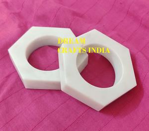 Anneaux de serviette ronds en pierre naturelle blanche de luxe, classiques, durables, faits à la main, 4,5 cm, décoration de table pour anniversaire - Product Image 4