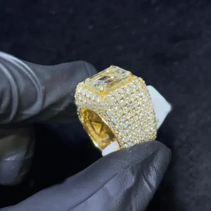 <b>Emerald</b> Cut Moissanite Champion Cluster <b>Ring</b> Men's Fully Iced Hip Hop Engagement Birthday Anniversary Gift 925 Sterling <b>Silver</b> - Product Image 3