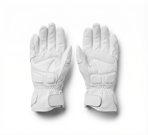 Gants de moto DUMELA INTERNATIONAL de haute qualité, vintage, en cuir véritable blanc, doublure en coton, pour l'extérieur, longueur jusqu'au coude - Product Image 2