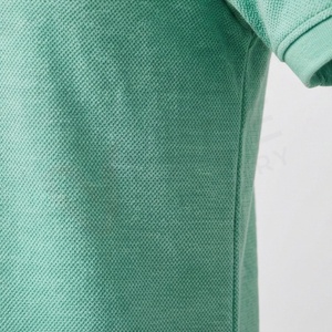 Polo en piqué vert menthe à manches courtes pour homme, décontracté, respirant, tricoté, design uni, coupe classique - Product Image 5