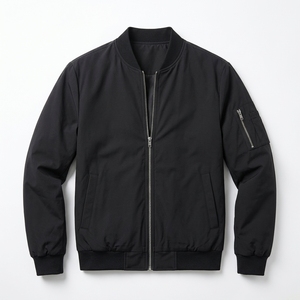 Men Bomber Jacket Full <b>Zip</b> Stand Collar Ribbed Cuffs Sleeve Pocket Lightweight Casual Streetwear Custom OEM/ODM Manufacturer - Product Image 5