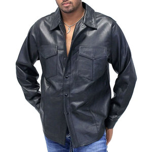 Cheap Price Customized Men Genuine Leather Vintage <b>Shirt</b> <b>Half</b> Sleeves Horn <b>Button</b> Best Selling Hot Sale New Style for Sale - Product Image 6