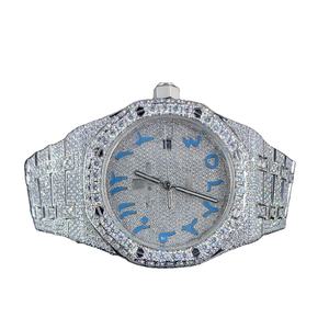 Reloj de Lujo de Edición Limitada con Diseño de Dibujos Animados, Completamente Adornado con Diamantes de Imitación VVS Moissanite, de 41 mm, en Acero Inoxidable Plateado, con Movimiento de Cuarzo - Product Image 1