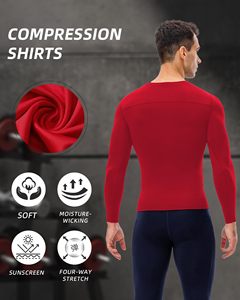 Men Breathable MMA Rash Guard Compression Shirt Crew <b>Neck</b> Long Sleeve Athletic Rash Guard <b>For</b> Gym Training Running Cycling Top - Product Image 6