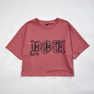 T-shirt court rose pour femme avec logo DOT, coupe classique, col rond, manches courtes, tenue décontractée d'été - Product Image 1