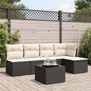 Conjunto de Sofás de Jardín en Negro y Blanco Crema para Muebles de Patio - Product Image 1