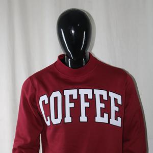 COFFEE BROWN <b>Mock</b> <b>Neck</b> Sweatshirt 100% Cotton WHITE Applique Embroidery wide <b>neck</b> Sweatshirt Finer Threads - Product Image 3