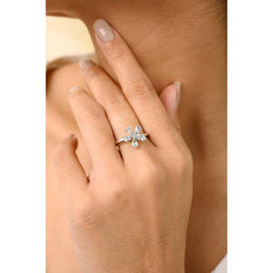 18K Yellow Gold Five Stone Aquamarine Diamond Cluster Ring Resizable - Product Image 6