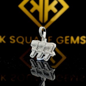 Pendentif Hip Hop personnalisé en argent sterling plaqué or 18 carats, chaîne glacée, moissanite VVS, bijoux de luxe, cadeau unisexe - Product Image 2