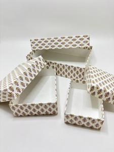 Handcrafted <b>Biodegradable</b> Art <b>Paper</b> Block Printed Boxes Featuring Elegant Artisan Prints for Gifting Storage Stylish Home Decor - Product Image 4