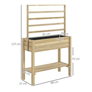 Classic Wooden Raised Garden Bed Trellis Storage Shelf Outdoor Planter Box for <b>Vegetables</b> Flowers Herbs-Includes Watering <b>Pot</b> - Product Image 3