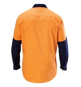 Polo de travail à manches longues en sergé 100 % coton avec fermeture à boutons / Chemises boutonnées en gros - Product Image 4