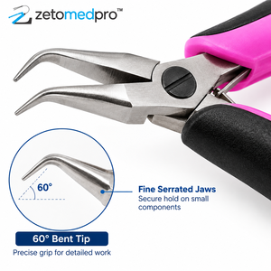 60 Degree Bent Tip Snipe <b>Nose</b> Pliers Stainless Steel Dual Component Handle Precision Jewelry Making Tool 155.5 mm 5 Inch Zetomed - Product Image 4