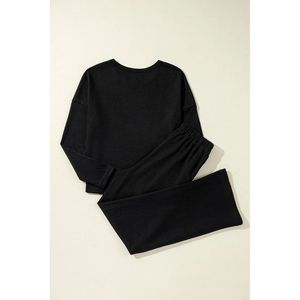 Conjunto de Pantalones con Cordón y Top de Manga Larga de Tela Lyocell con Cuello Redondo - Product Image 3