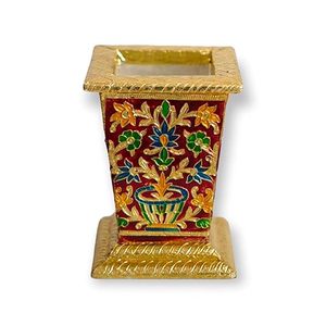 Decorative <b>Ceramic</b> Flower Pot Glazed Square Planter Vintage Pattern Succulent Flower <b>Vase</b> for Desktop Home Garden - Product Image 4