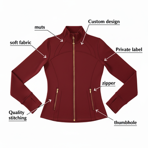 Chaqueta de yoga para mujer, cuello alto, con cremallera, ajuste ceñido, corta, de secado rápido, para otoño, deportiva, nueva, personalizada, talla grande, top de entrenamiento - Product Image 6