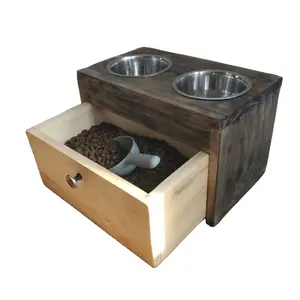 ベストセラー猫犬水飲用ボウル高級ロイヤル最高品質の木製スタンドペット給餌フードボウル
